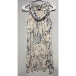 Via Signoria White High Neck Marbled Mini Tunic Dress Sz XS Italy silk
